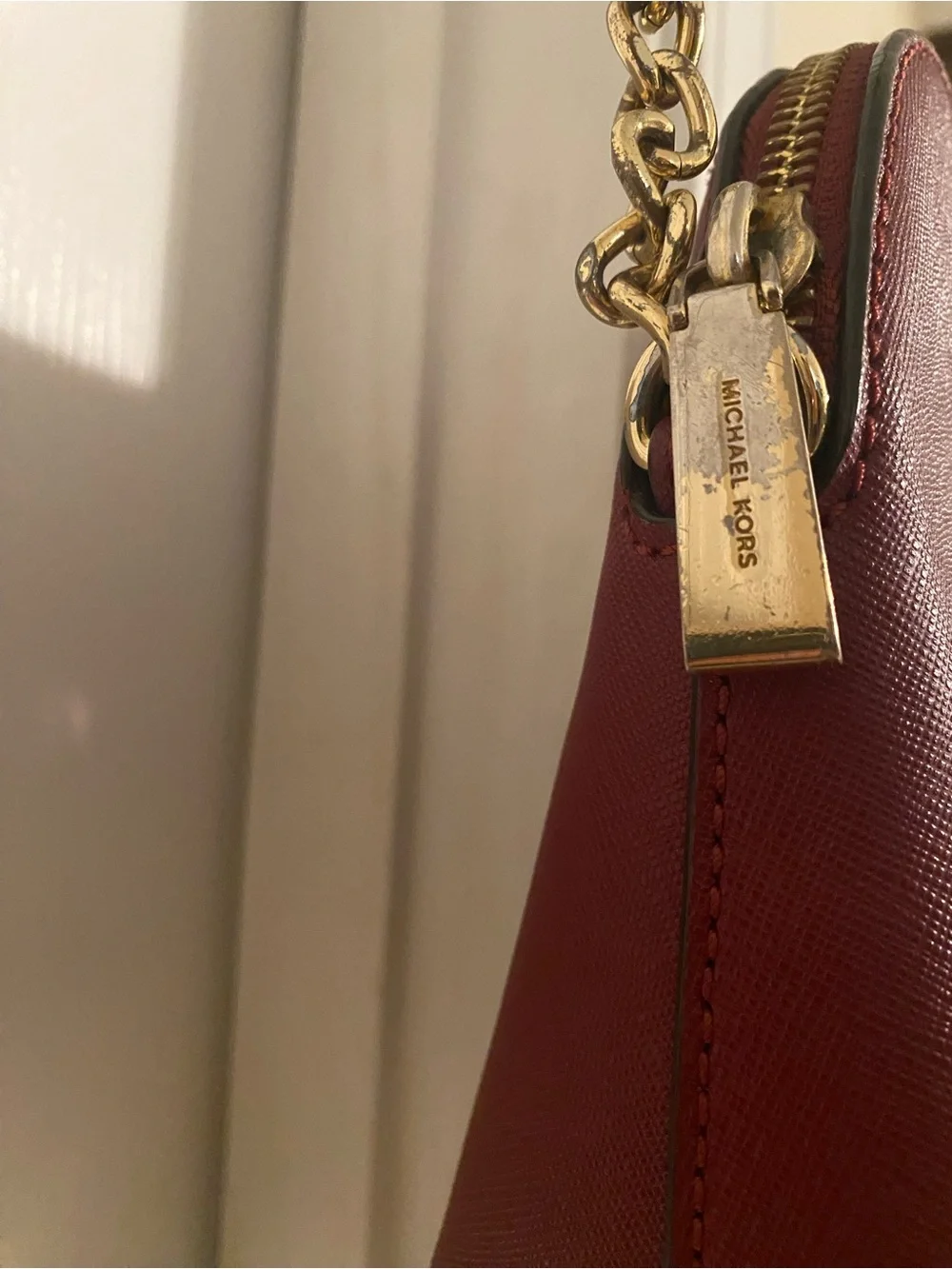 Michael Kors Wine Red Crossbody with Gold Chain